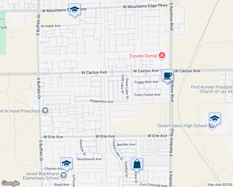 map of restaurants, bars, coffee shops, grocery stores, and more near 10667 Moss Lake Street in Las Vegas