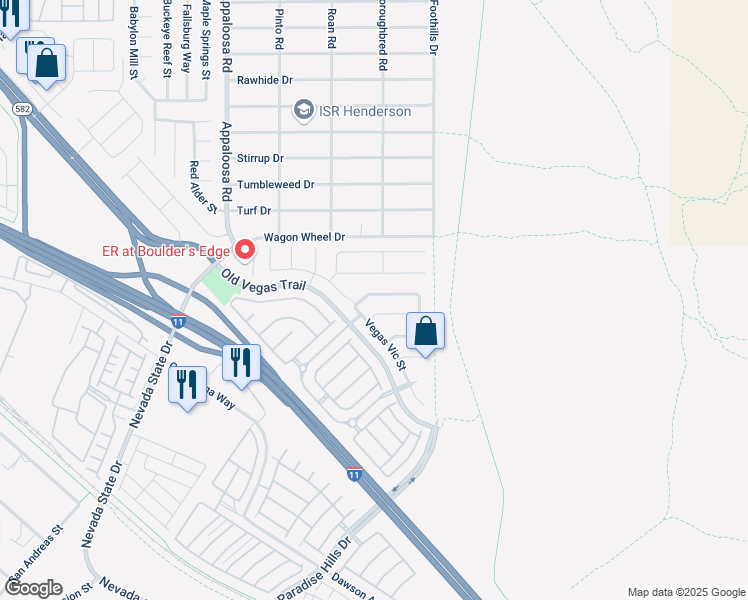 map of restaurants, bars, coffee shops, grocery stores, and more near 1615 Hacienda Horse Court in Henderson