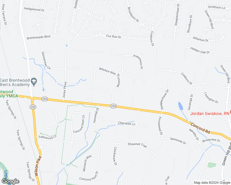 map of restaurants, bars, coffee shops, grocery stores, and more near 1081 Warrington Court in Brentwood