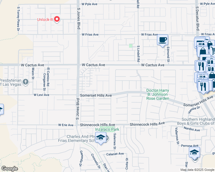 map of restaurants, bars, coffee shops, grocery stores, and more near 10643 Bonchester Hill Street in Las Vegas