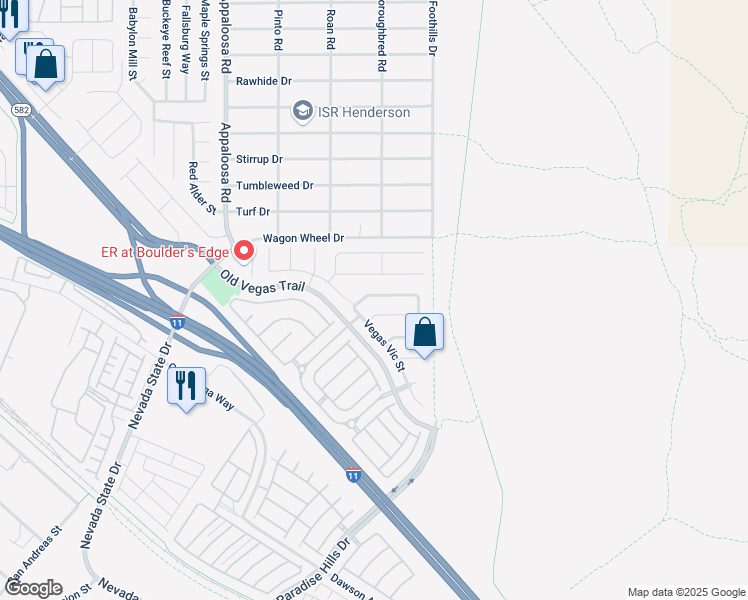 map of restaurants, bars, coffee shops, grocery stores, and more near 1615 Hacienda Horse Court in Henderson