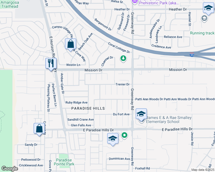 map of restaurants, bars, coffee shops, grocery stores, and more near 1033 Yellow Marigold Court in Henderson