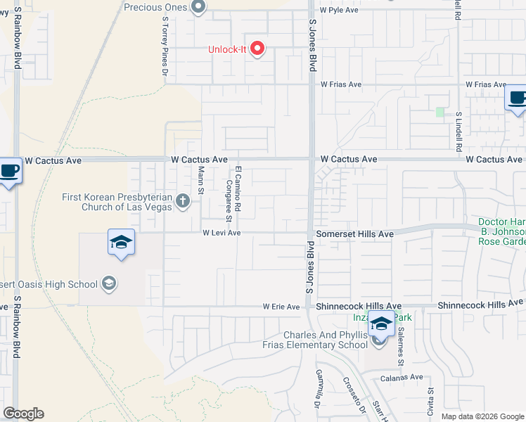map of restaurants, bars, coffee shops, grocery stores, and more near 6255 Dollar Bill Court in Las Vegas