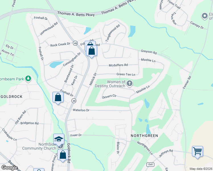 map of restaurants, bars, coffee shops, grocery stores, and more near 1240 Drivers Circle in Rocky Mount