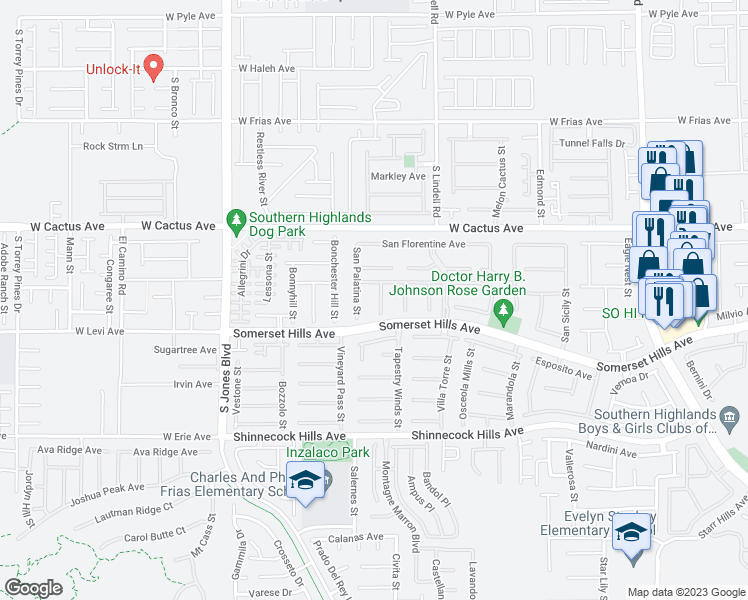 map of restaurants, bars, coffee shops, grocery stores, and more near 10633 San Bellacova Court in Las Vegas