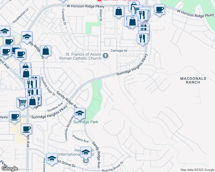 map of restaurants, bars, coffee shops, grocery stores, and more near 864 Timber Walk Drive in Henderson