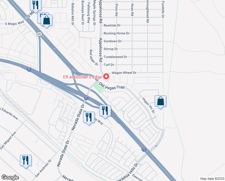 map of restaurants, bars, coffee shops, grocery stores, and more near 2424 Belt Buckley Drive in Henderson