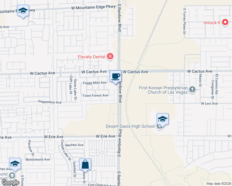 map of restaurants, bars, coffee shops, grocery stores, and more near 10632 Summerbell Street in Las Vegas