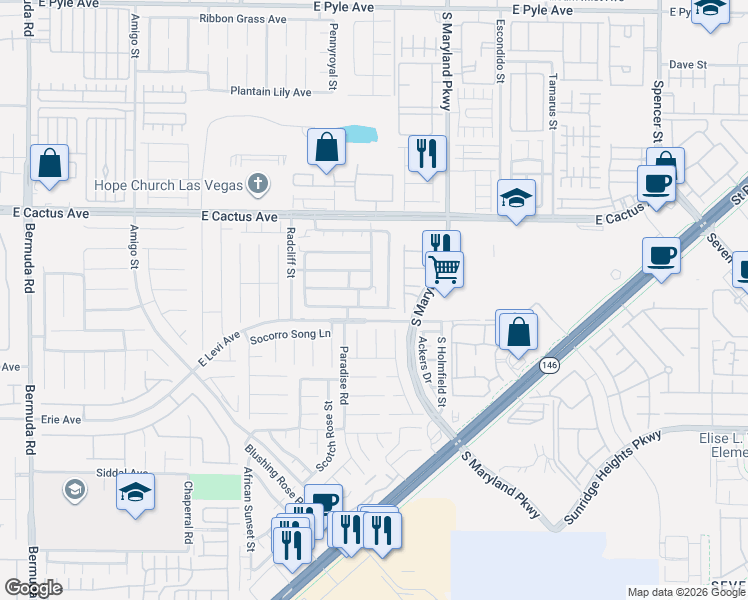 map of restaurants, bars, coffee shops, grocery stores, and more near 1057 Coronado Peak Avenue in Las Vegas