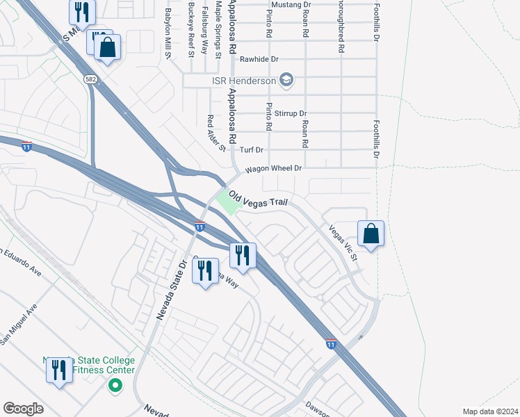 map of restaurants, bars, coffee shops, grocery stores, and more near 2424 Belt Buckley Drive in Henderson