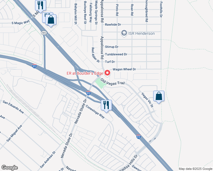 map of restaurants, bars, coffee shops, grocery stores, and more near 2410 Belt Buckley Drive in Henderson