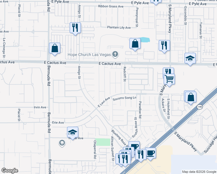 map of restaurants, bars, coffee shops, grocery stores, and more near 10615 Medicine Bow Street in Las Vegas