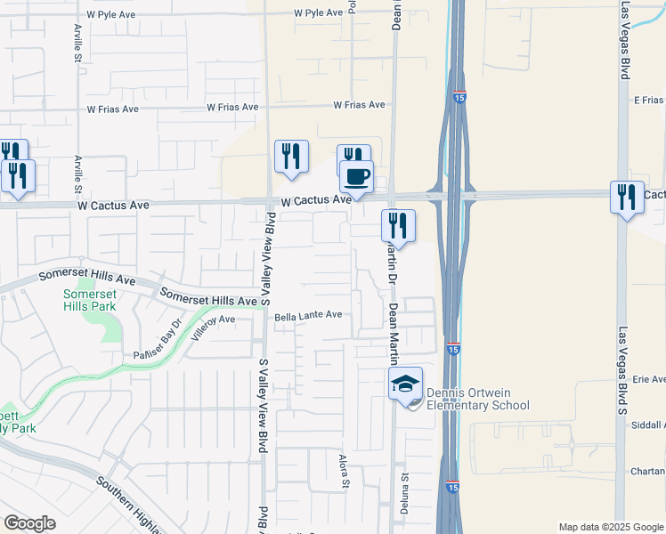 map of restaurants, bars, coffee shops, grocery stores, and more near 3476 Bella Valencia Court in Las Vegas
