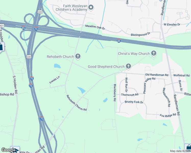 map of restaurants, bars, coffee shops, grocery stores, and more near 1219 Short Farm Road in Greensboro