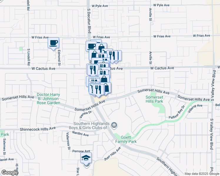 map of restaurants, bars, coffee shops, grocery stores, and more near 10645 Casa Bianca Street in Las Vegas