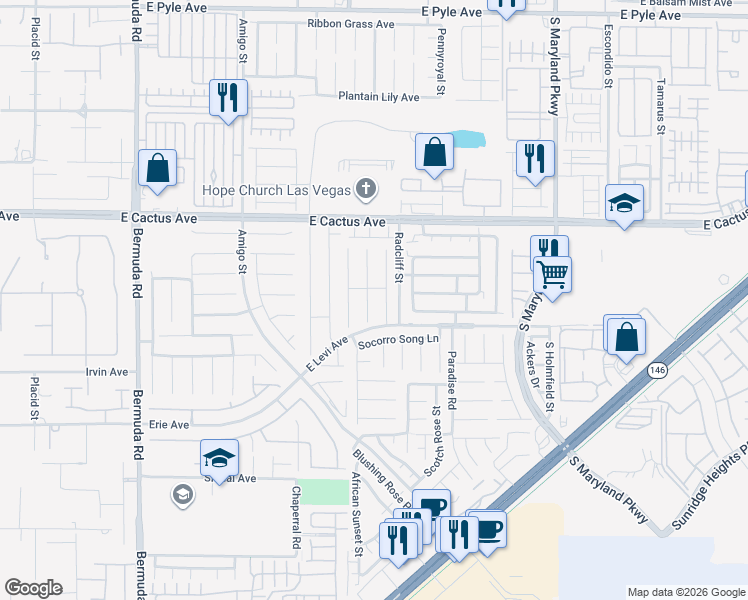 map of restaurants, bars, coffee shops, grocery stores, and more near 10656 Timber Stand Street in Las Vegas
