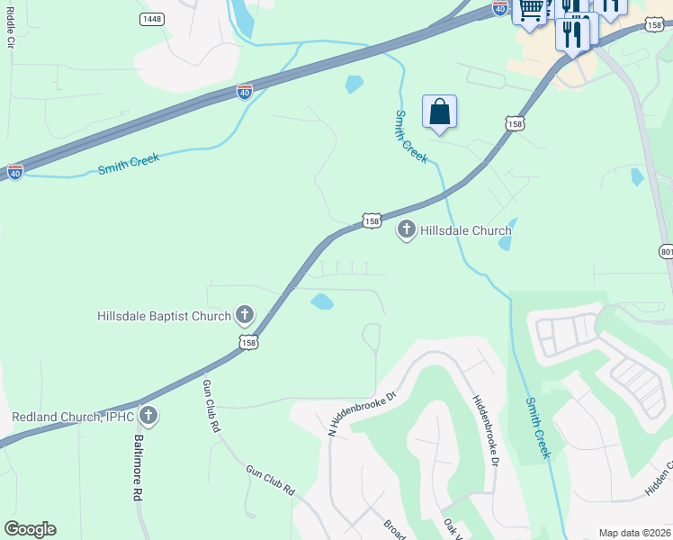 map of restaurants, bars, coffee shops, grocery stores, and more near 143 Merchant Lane in Advance
