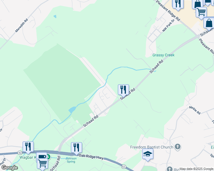map of restaurants, bars, coffee shops, grocery stores, and more near 6824 La Christa Way in Knoxville
