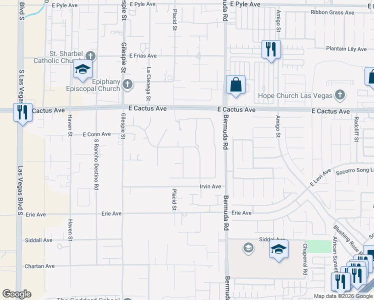 map of restaurants, bars, coffee shops, grocery stores, and more near 10627 Fairfield Avenue in Las Vegas