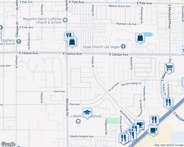 map of restaurants, bars, coffee shops, grocery stores, and more near 593 Pale Pueblo Court in Las Vegas