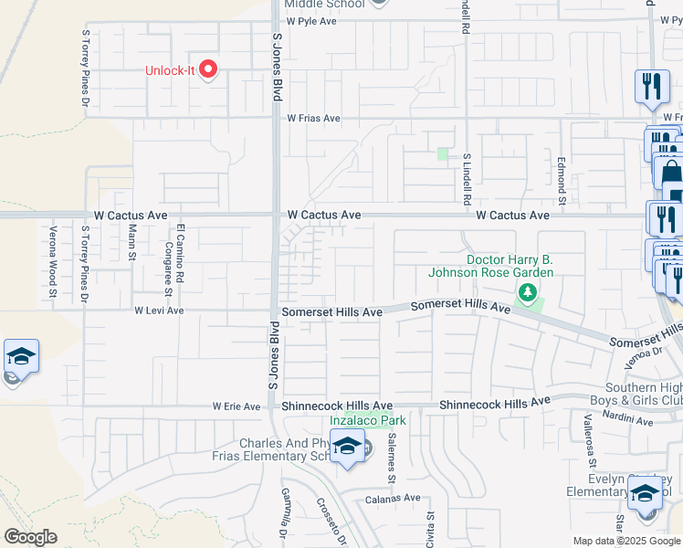 map of restaurants, bars, coffee shops, grocery stores, and more near 10628 Bonnyhill Street in Las Vegas