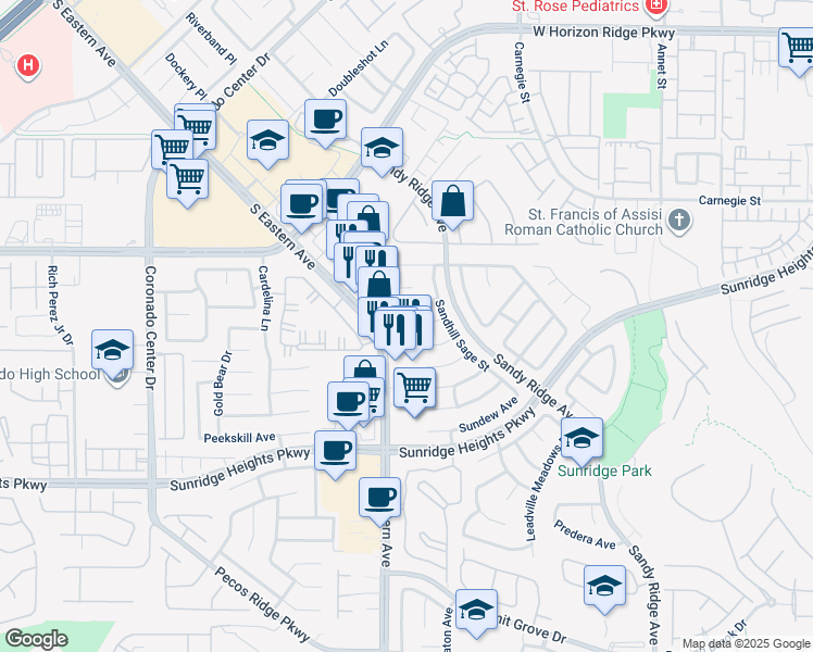 map of restaurants, bars, coffee shops, grocery stores, and more near in Henderson