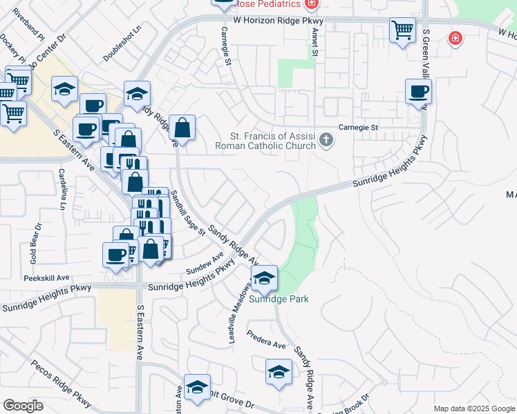 map of restaurants, bars, coffee shops, grocery stores, and more near 948 Lloyd George Drive in Henderson