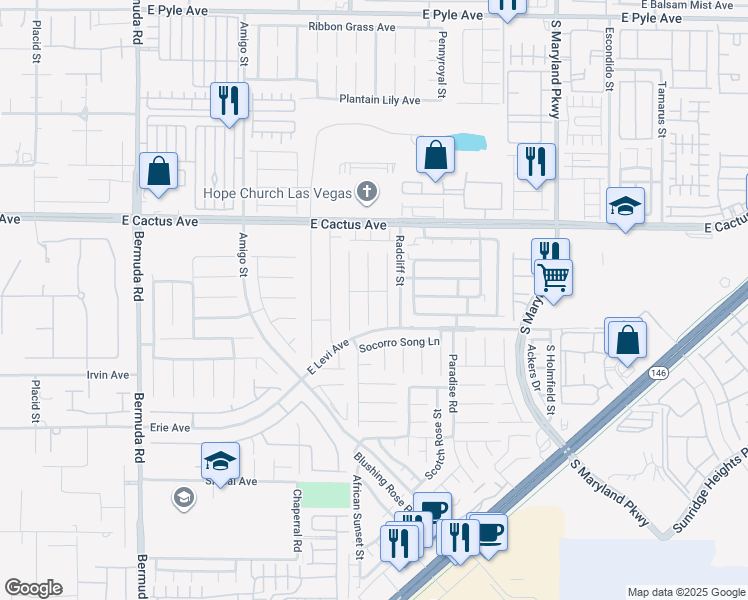 map of restaurants, bars, coffee shops, grocery stores, and more near 10650 Timber Stand Street in Las Vegas