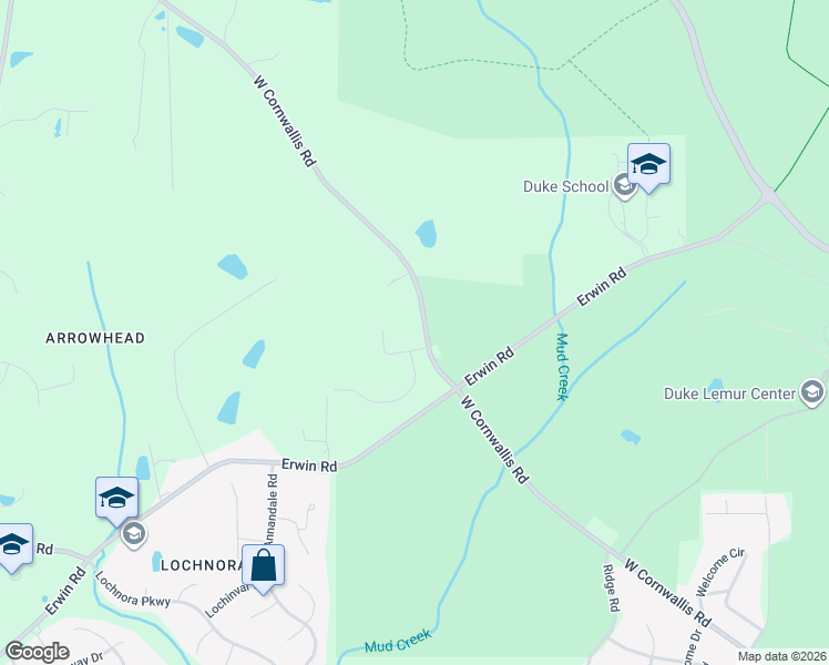 map of restaurants, bars, coffee shops, grocery stores, and more near 3214 Jennifer Drive in Durham