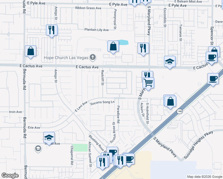 map of restaurants, bars, coffee shops, grocery stores, and more near 951 Cantabria Heights Avenue in Las Vegas