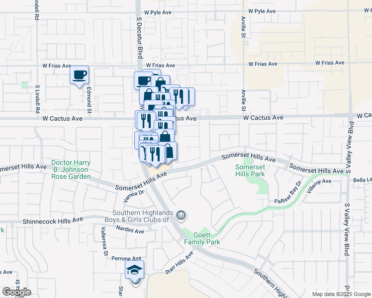 map of restaurants, bars, coffee shops, grocery stores, and more near 10631 Sweet Lilly Court in Las Vegas