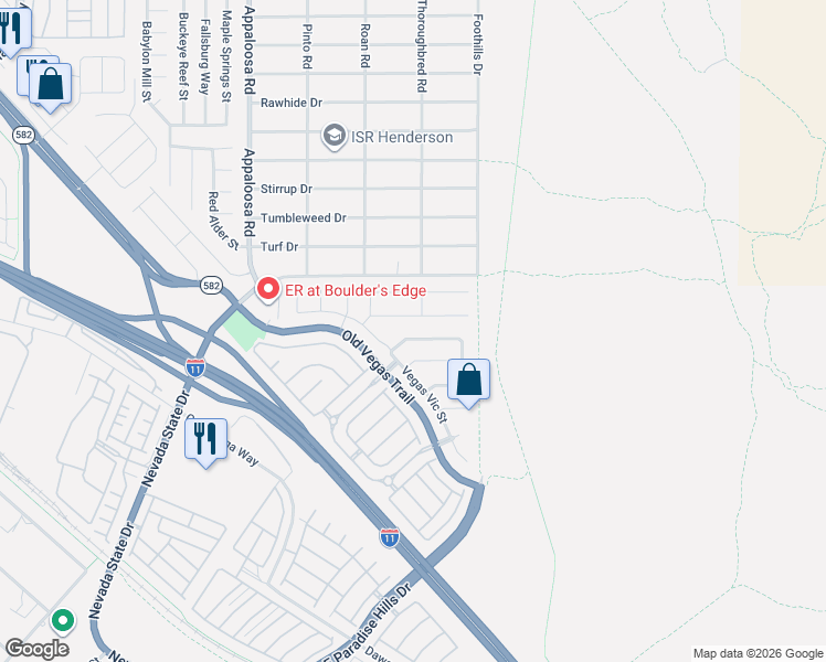 map of restaurants, bars, coffee shops, grocery stores, and more near 1623 Shootout Place in Henderson