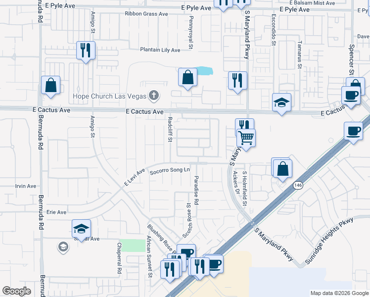 map of restaurants, bars, coffee shops, grocery stores, and more near 937 Grand Cerritos Avenue in Las Vegas