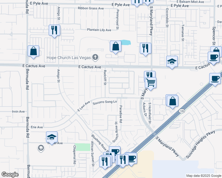 map of restaurants, bars, coffee shops, grocery stores, and more near 937 Grand Cerritos Avenue in Las Vegas