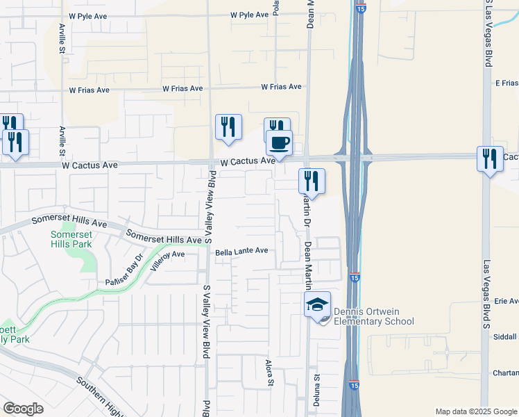 map of restaurants, bars, coffee shops, grocery stores, and more near 3491 Bella Valencia Court in Las Vegas
