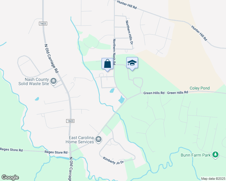 map of restaurants, bars, coffee shops, grocery stores, and more near 2180 Northern Nash Road in Rocky Mount