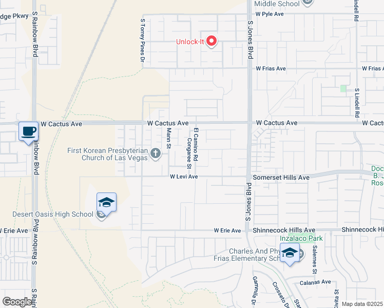 map of restaurants, bars, coffee shops, grocery stores, and more near 10614 Congaree Street in Las Vegas