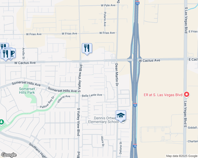 map of restaurants, bars, coffee shops, grocery stores, and more near 3491 Bella Valencia Court in Las Vegas