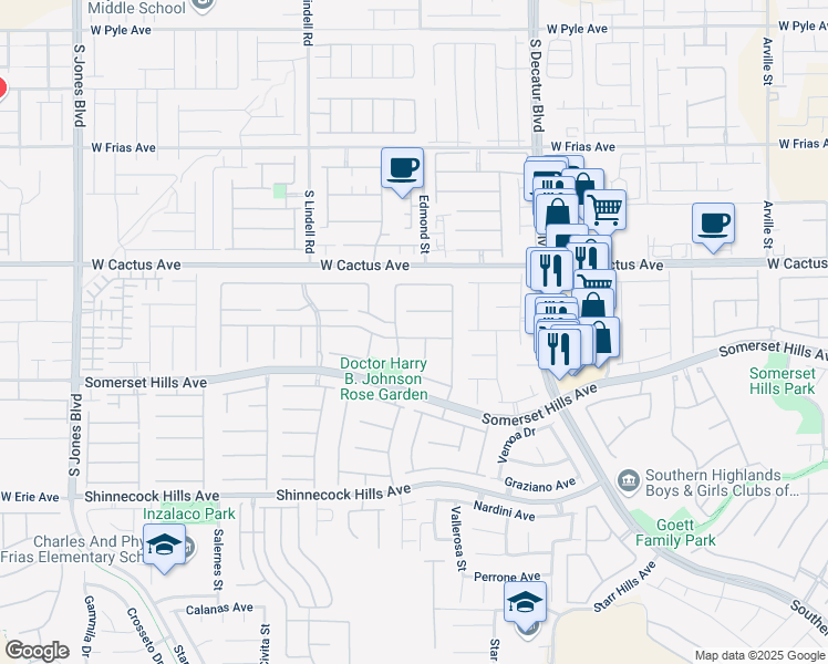 map of restaurants, bars, coffee shops, grocery stores, and more near 5207 Villa Vecchio Court in Las Vegas