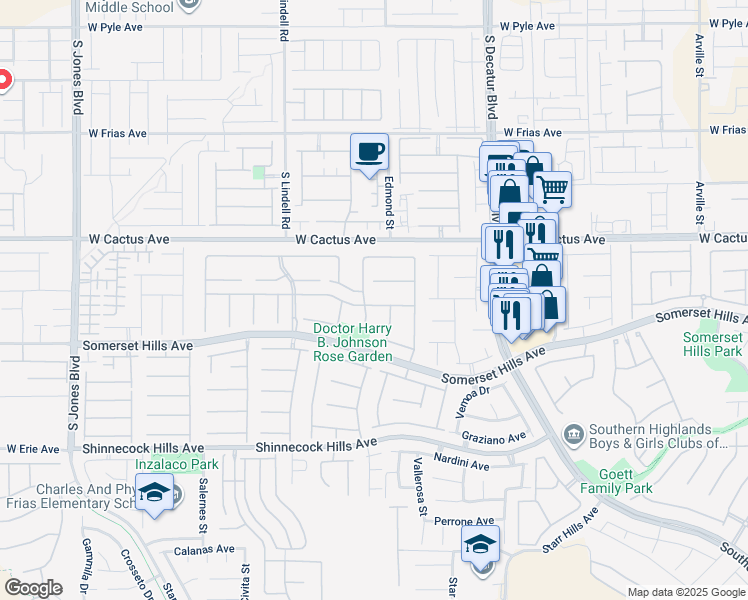 map of restaurants, bars, coffee shops, grocery stores, and more near 5207 Villa Vecchio Court in Las Vegas