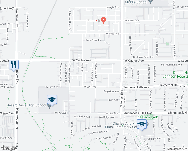 map of restaurants, bars, coffee shops, grocery stores, and more near 10614 Congaree Street in Las Vegas