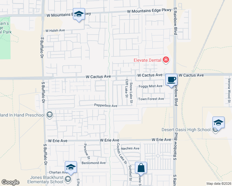 map of restaurants, bars, coffee shops, grocery stores, and more near 10601 Cave Ridge Street in Las Vegas