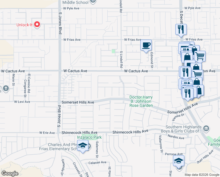 map of restaurants, bars, coffee shops, grocery stores, and more near 5607 San Palazzo Court in Las Vegas