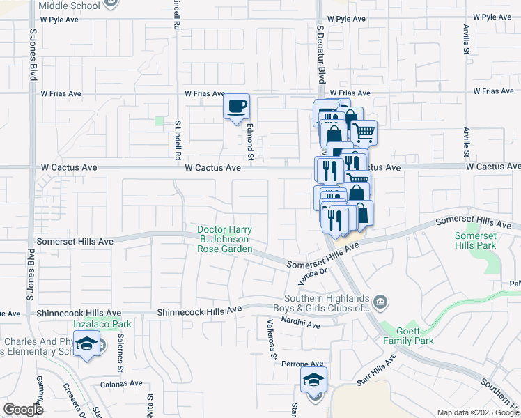 map of restaurants, bars, coffee shops, grocery stores, and more near in Las Vegas