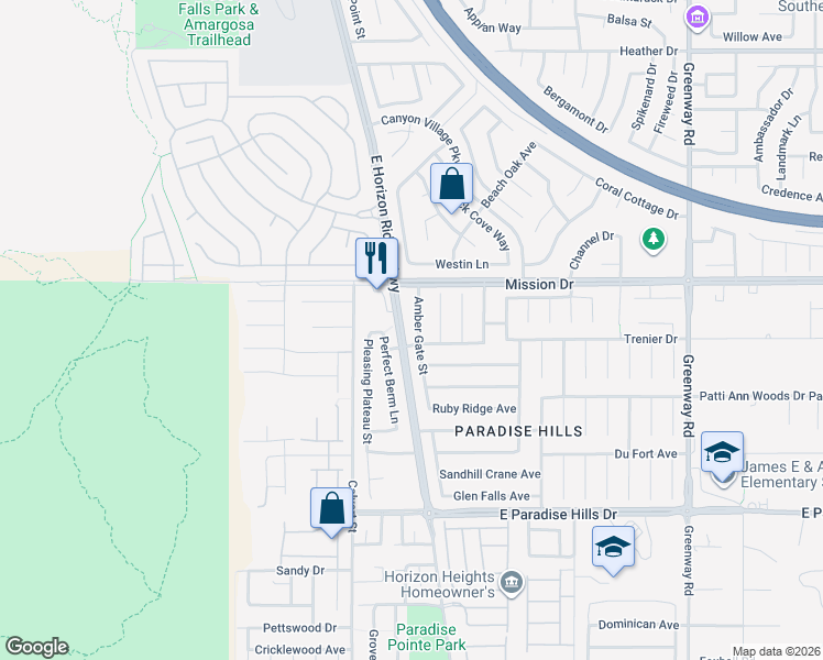map of restaurants, bars, coffee shops, grocery stores, and more near 1017 Amber Gate Street in Henderson