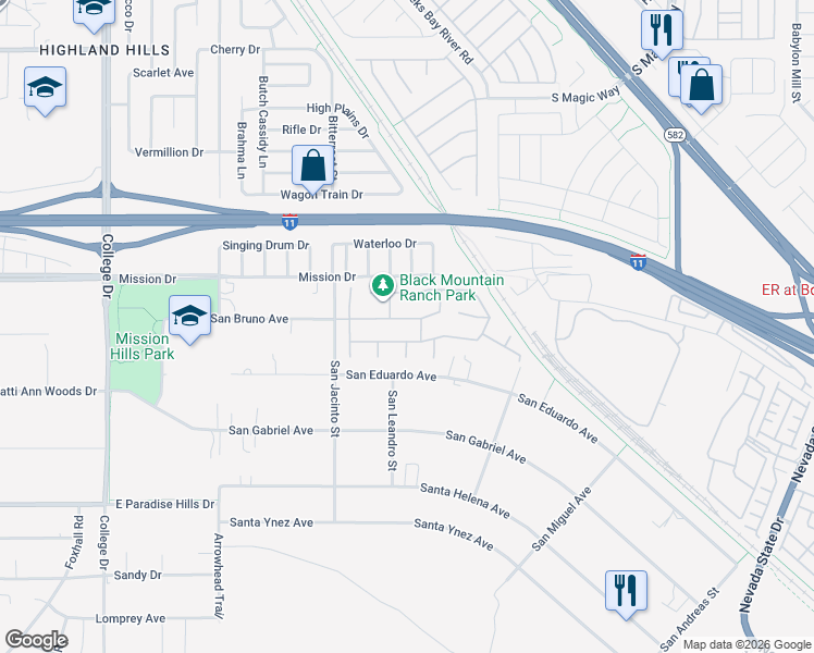 map of restaurants, bars, coffee shops, grocery stores, and more near 926 San Bruno Avenue in Henderson