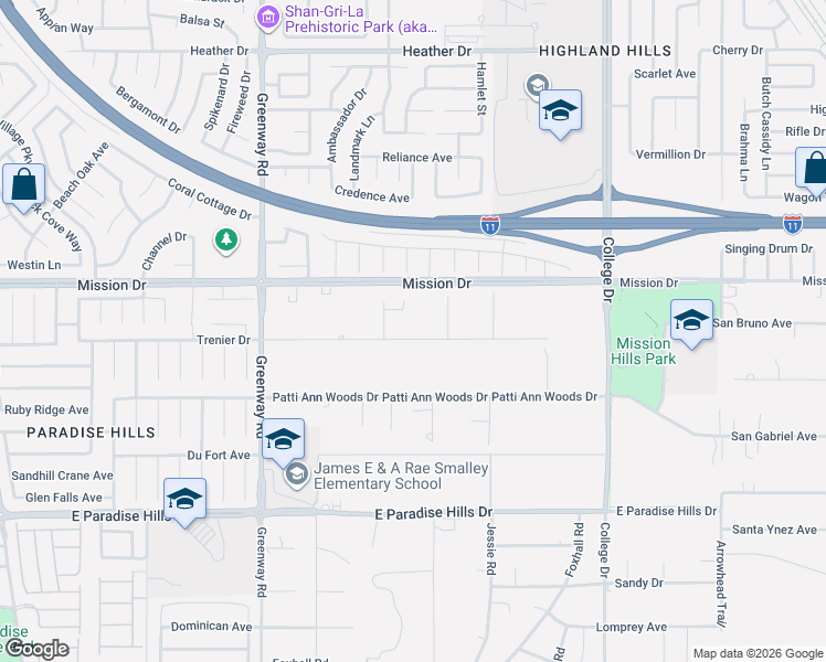 map of restaurants, bars, coffee shops, grocery stores, and more near 500 Trenier Drive in Henderson