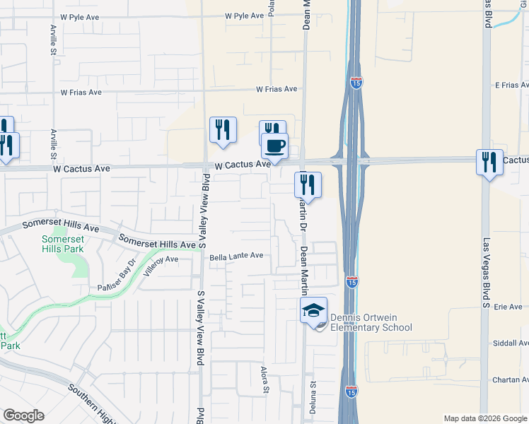 map of restaurants, bars, coffee shops, grocery stores, and more near 3476 Bella Valencia Court in Las Vegas
