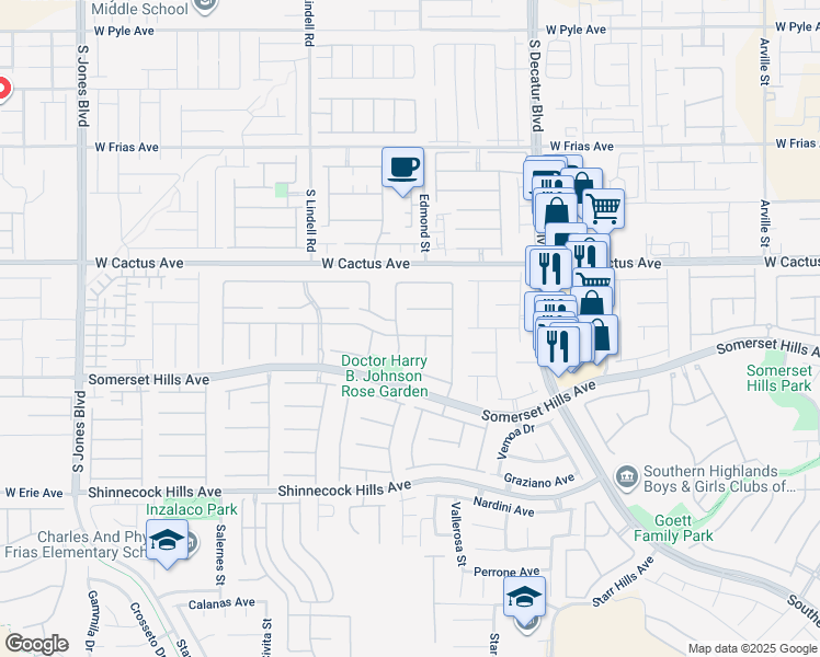 map of restaurants, bars, coffee shops, grocery stores, and more near 5207 Villa Vecchio Court in Las Vegas