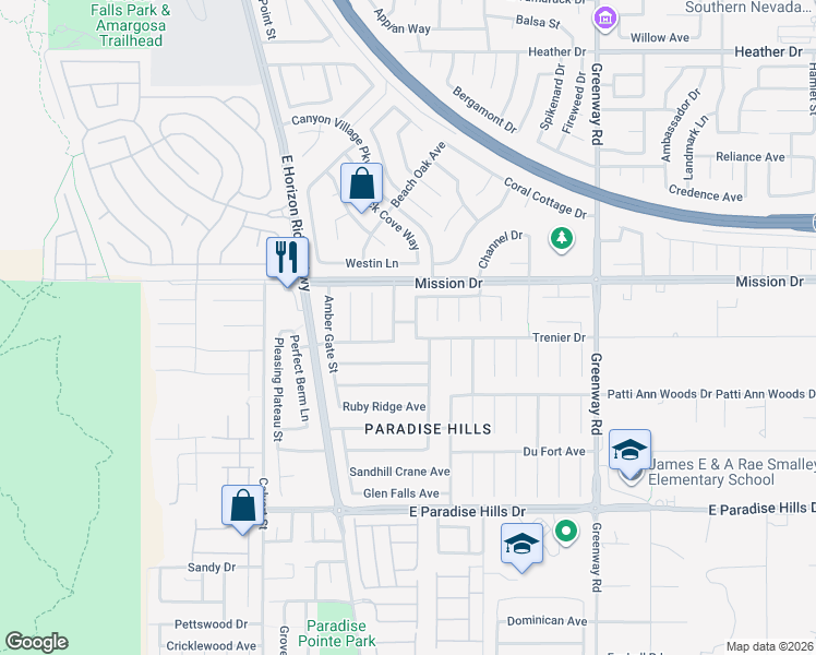 map of restaurants, bars, coffee shops, grocery stores, and more near 1015 Ridgegate Street in Henderson